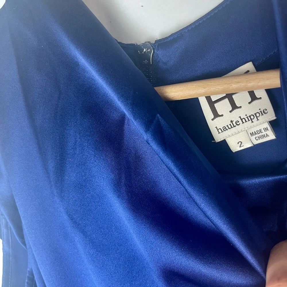 Haute hippie cowl neck Back zip Silk Cap sleeve dress 2 - Picture 6 of 13